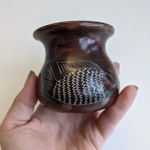 Brown Soapstone Bud Vase -Tribal decor